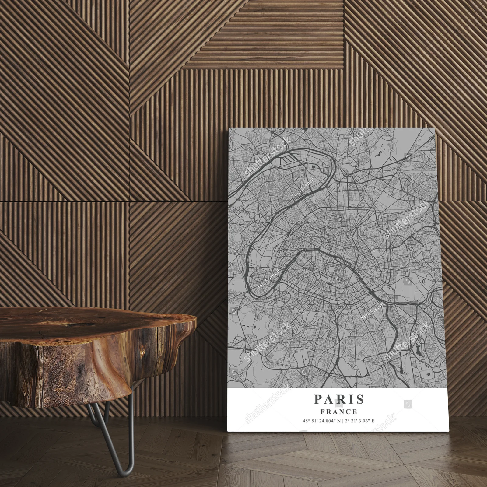 Monochromatyczna mapa Paryża: urbanistyczna elegancja