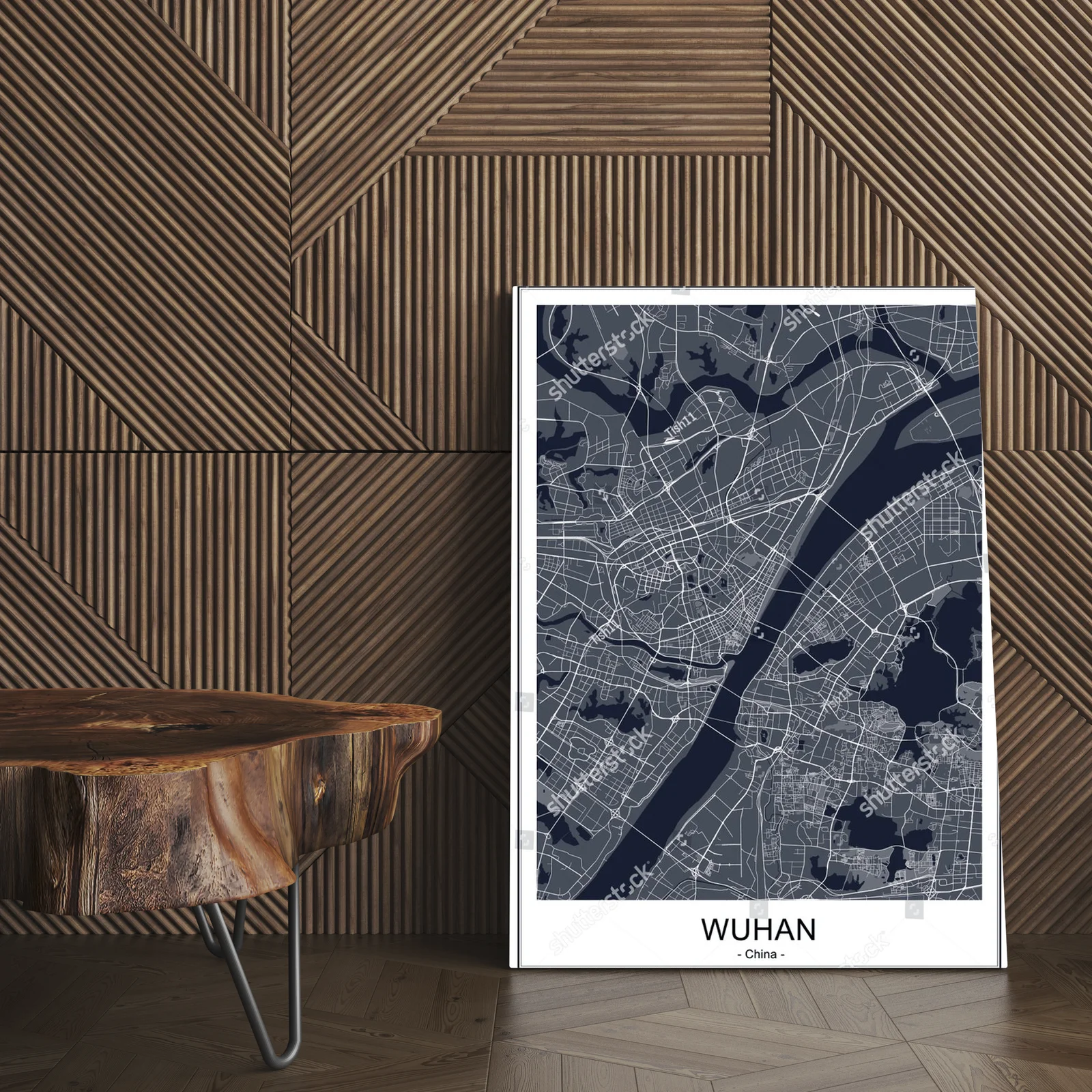 Witacz w monochromatycznej elegancji: mapa Wuhan
