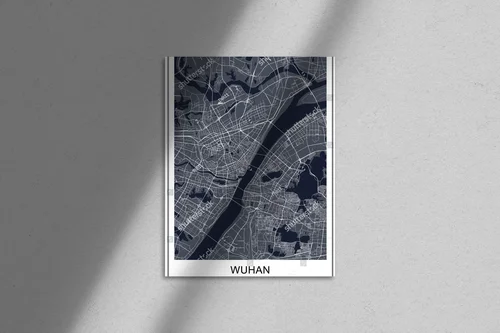 Witacz w monochromatycznej elegancji: mapa Wuhan