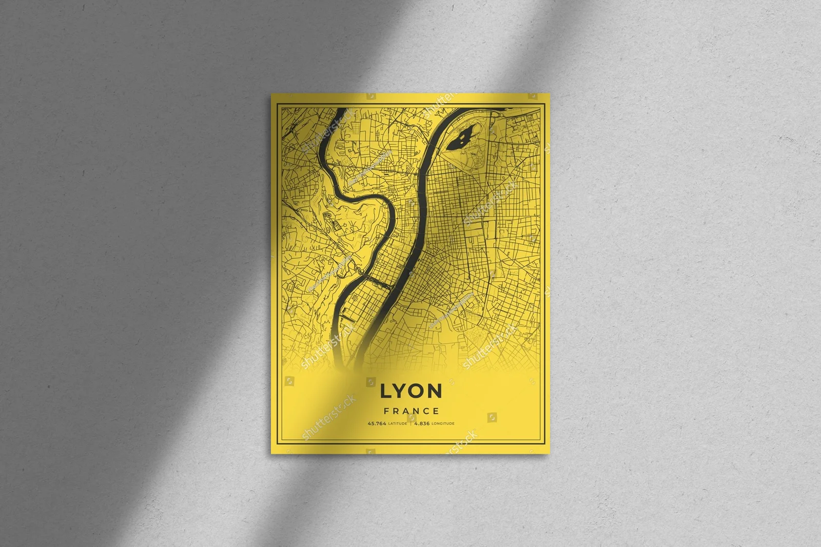 Mapa Lyonu w czerni i złocie – elegancka aranżacja