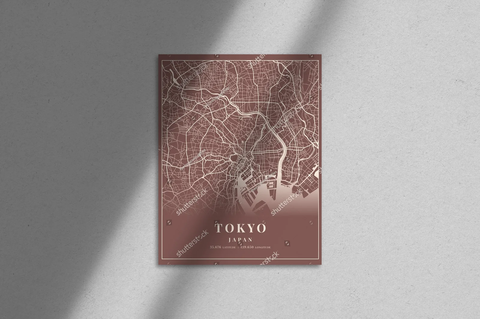 Nostalgiczna mapa Tokyo w eleganckiej brązowej tonacji