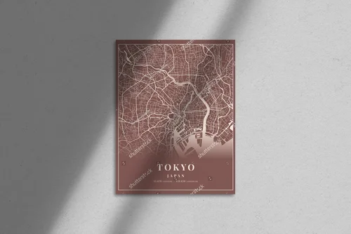 Nostalgiczna mapa Tokyo w eleganckiej brązowej tonacji