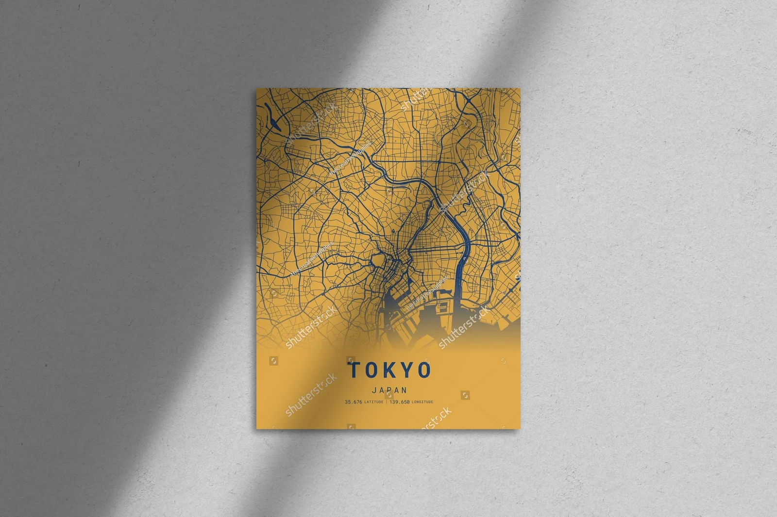 Urokliwa mapa Tokio w ciepłych odcieniach