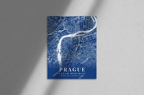 Zachwycająca grafika miasta Praga w odcieniach niebieskiego