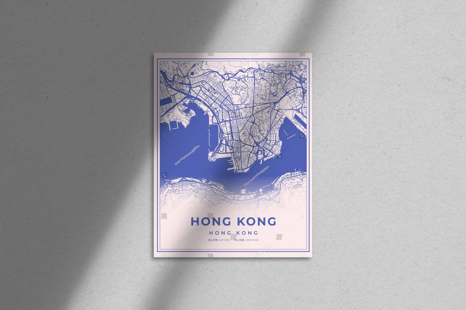 Nostalgiczna mapa Hongkongu w pastelowych odcieniach