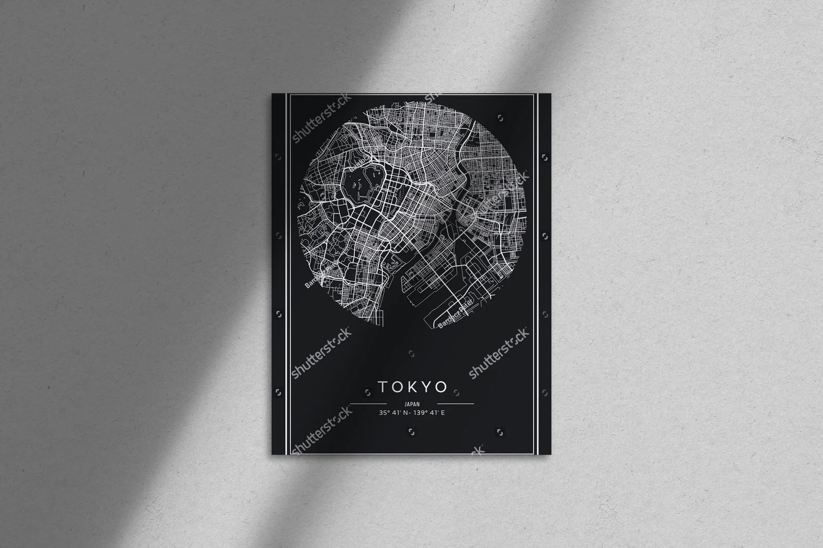 Artystyczna mapa Tokio w eleganckiej tonacji