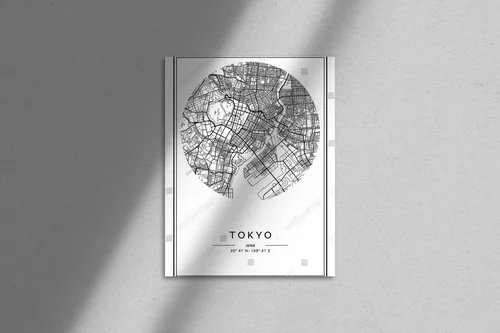 Kreatywna mapa Tokyo w eleganckiej monochromatyce