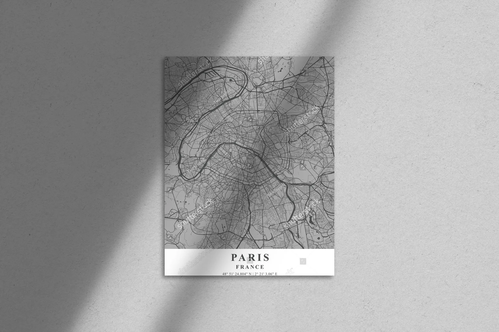 Monochromatyczna mapa Paryża: urbanistyczna elegancja