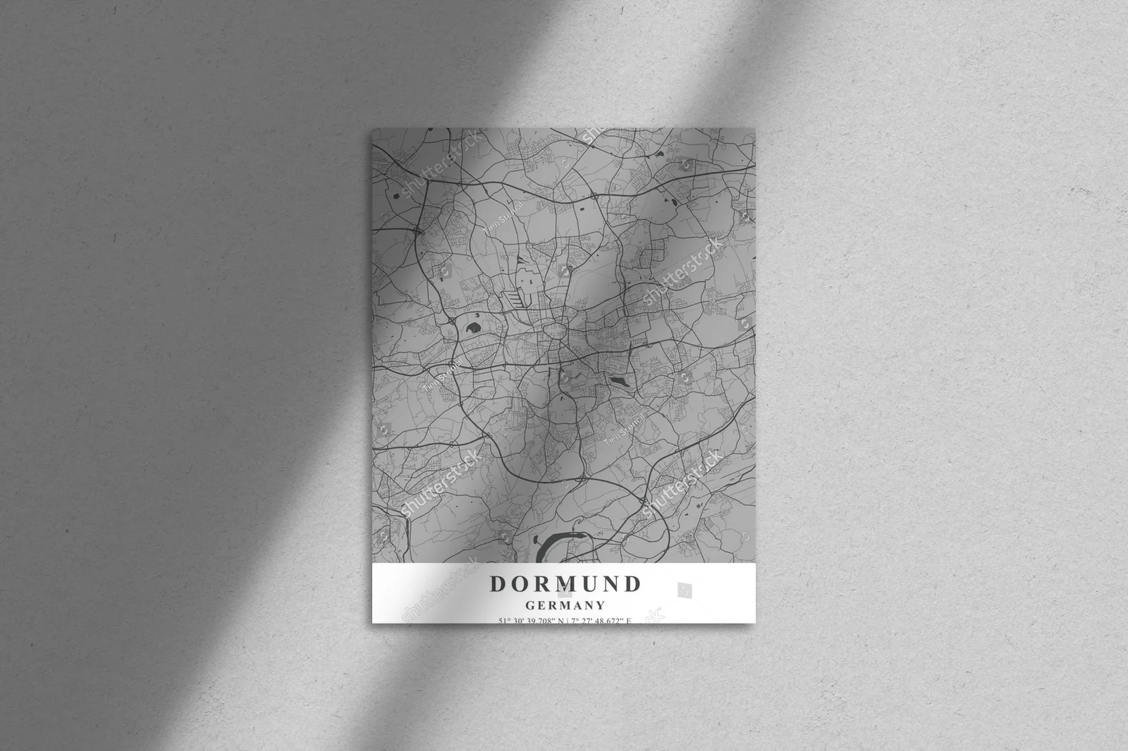 Elegancka mapa Dortmund w odcieniach szarości
