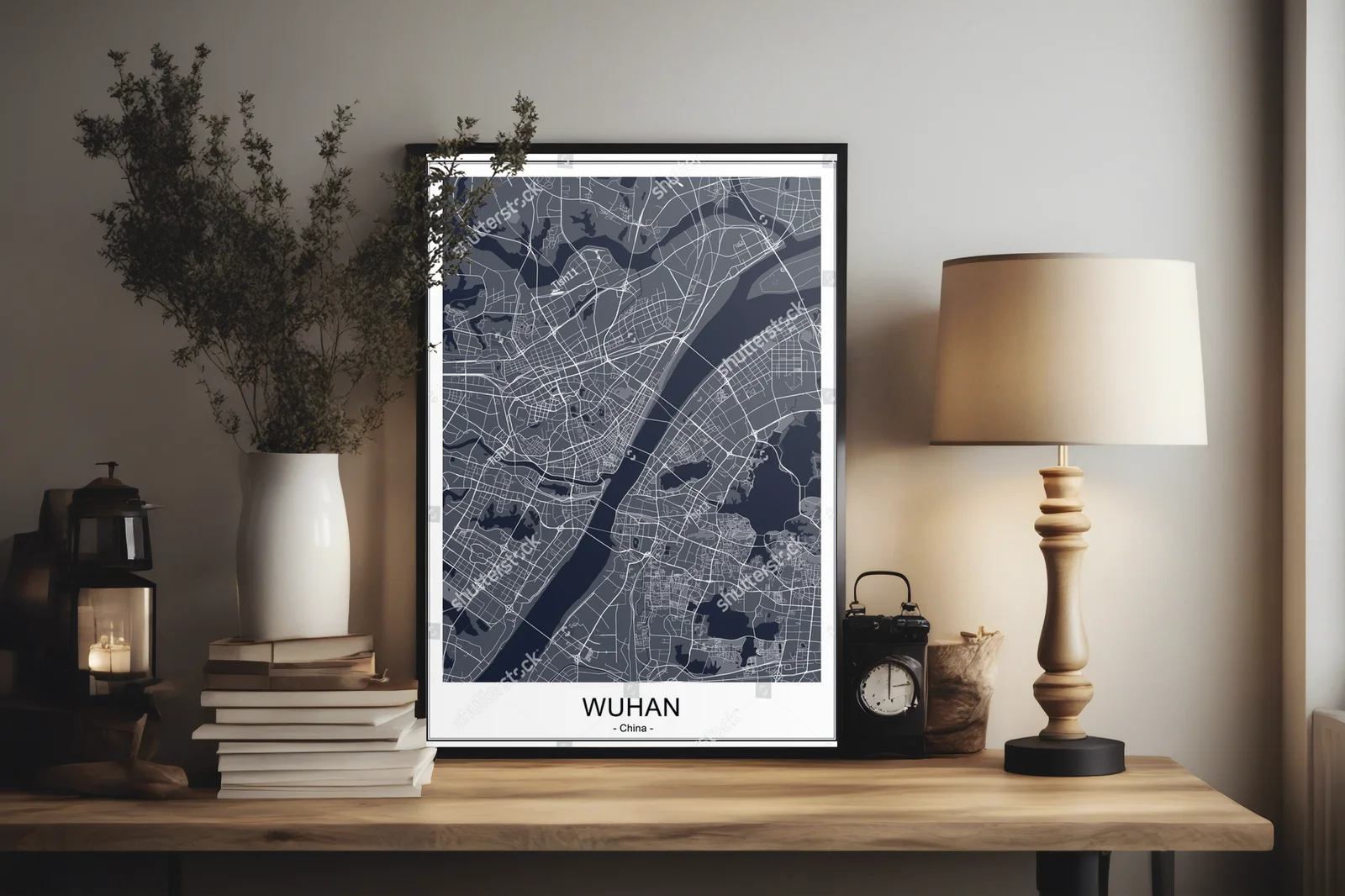 Witacz w monochromatycznej elegancji: mapa Wuhan