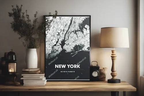 Artystyczna mapa Nowego Jorku w eleganckiej tonacji
