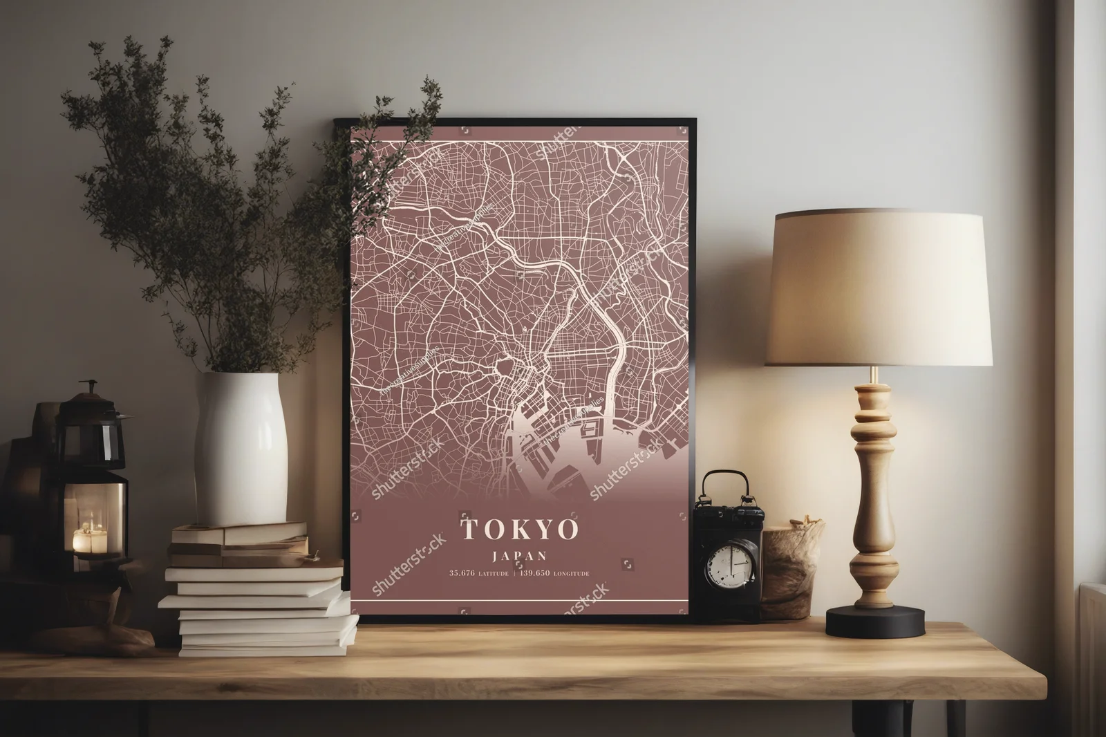 Nostalgiczna mapa Tokyo w eleganckiej brązowej tonacji