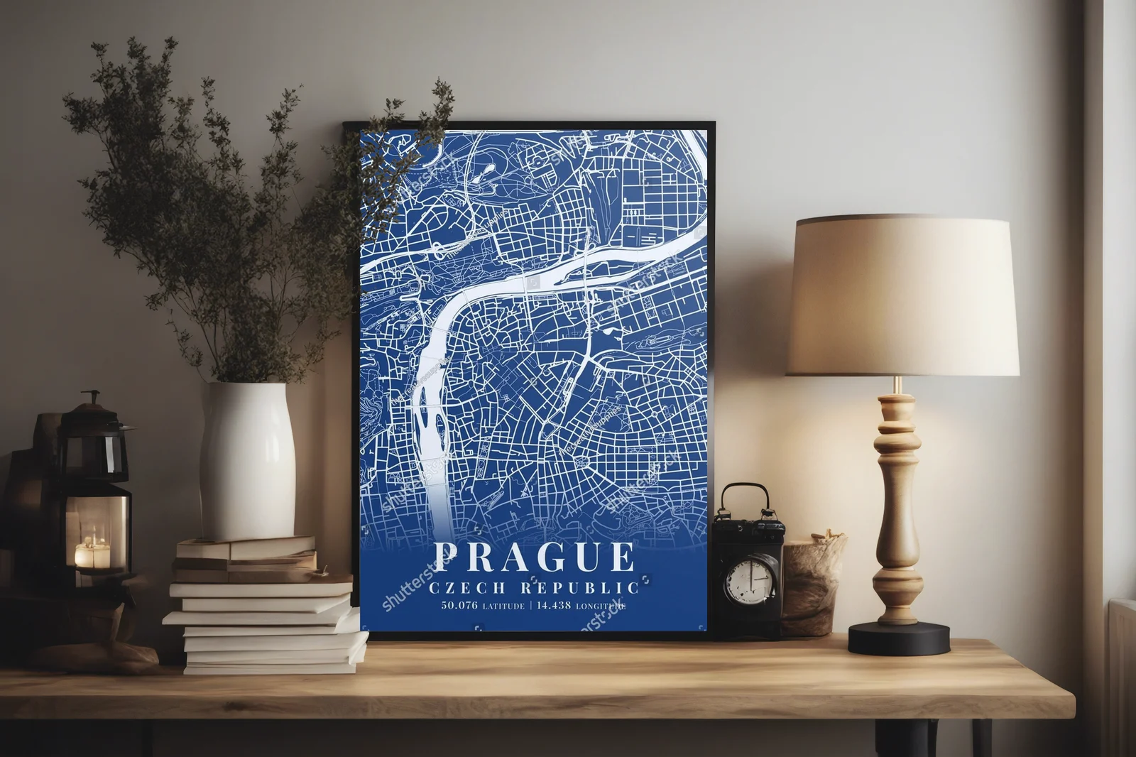 Zachwycająca grafika miasta Praga w odcieniach niebieskiego