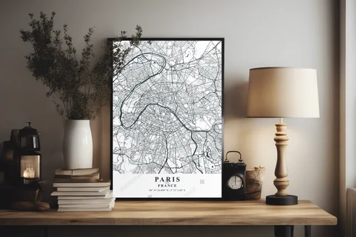 Magiczna mapa Paryża o zmierzchu