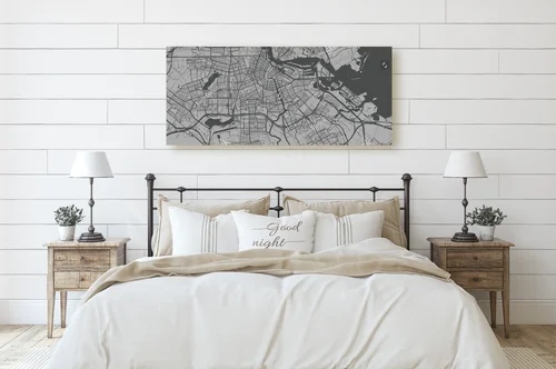 Monochromatyczna mapa Amsterdamu w szarościach