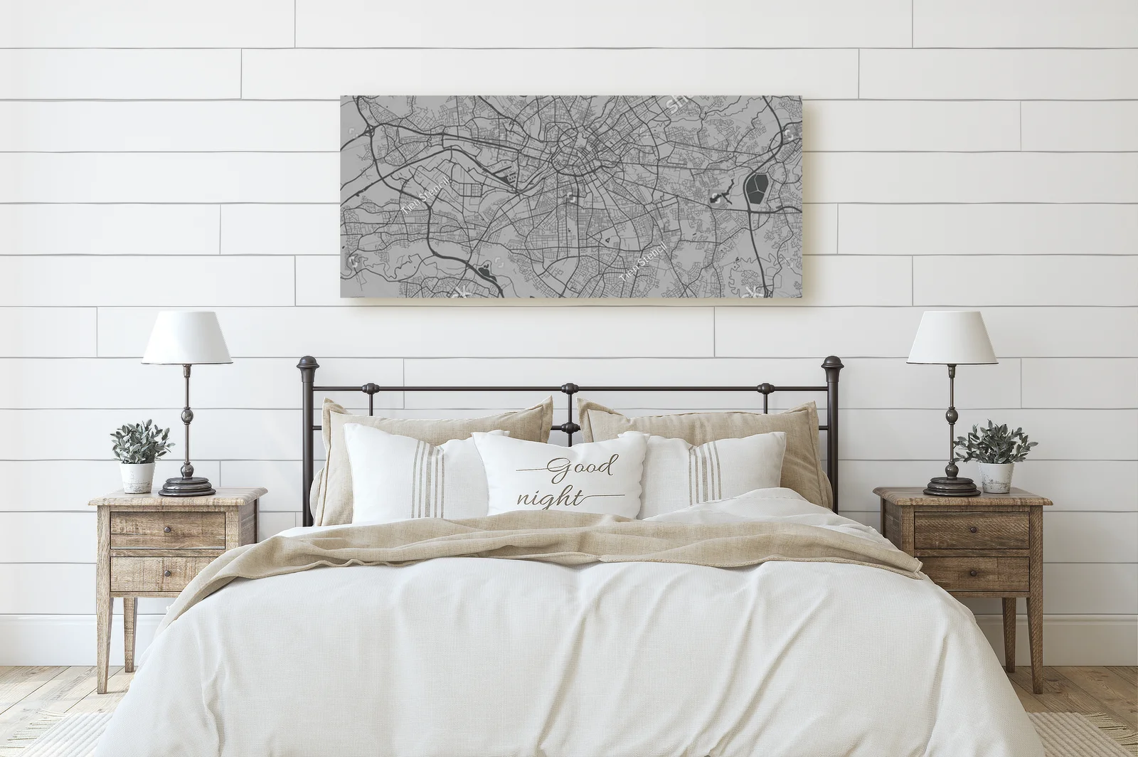 Słoneczna mapa Manchesteru w klasycznej bieli
