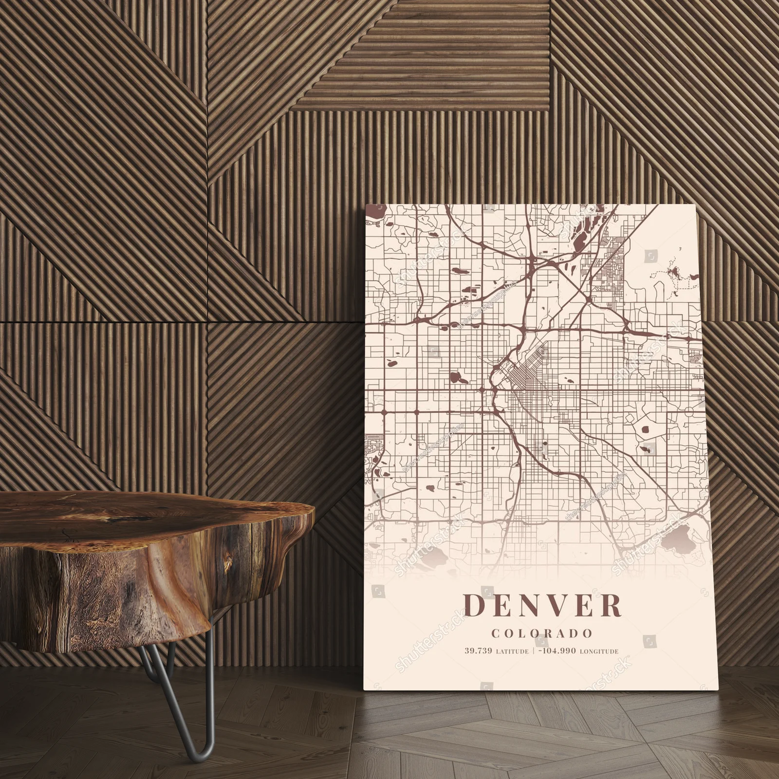 Urokliwa mapa Denver w pastelowej palecie kolorów