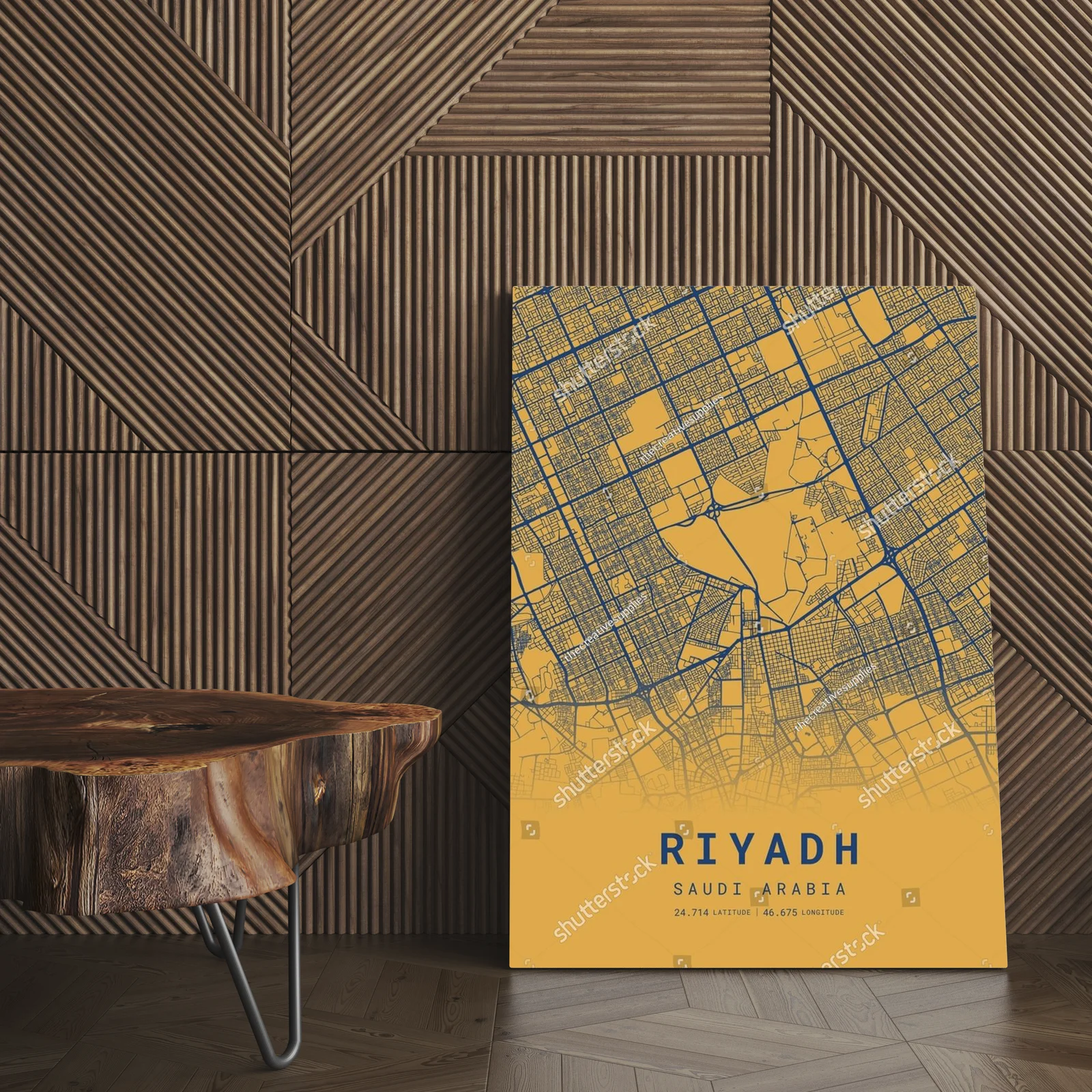 Oszałamiająca mapa Riyadh w pomarańczowych tonach