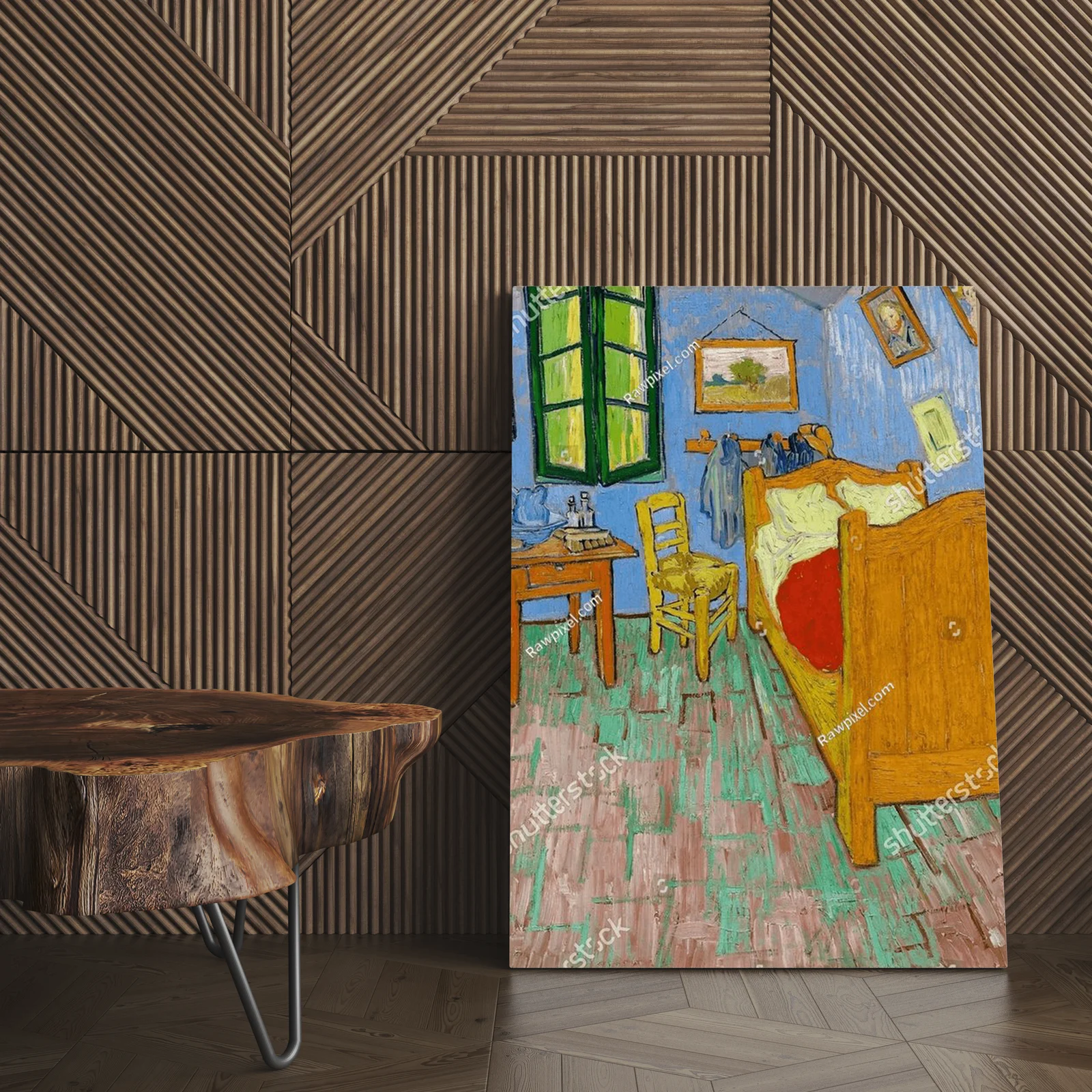 Urok vintage w sypialni według Van Gogha