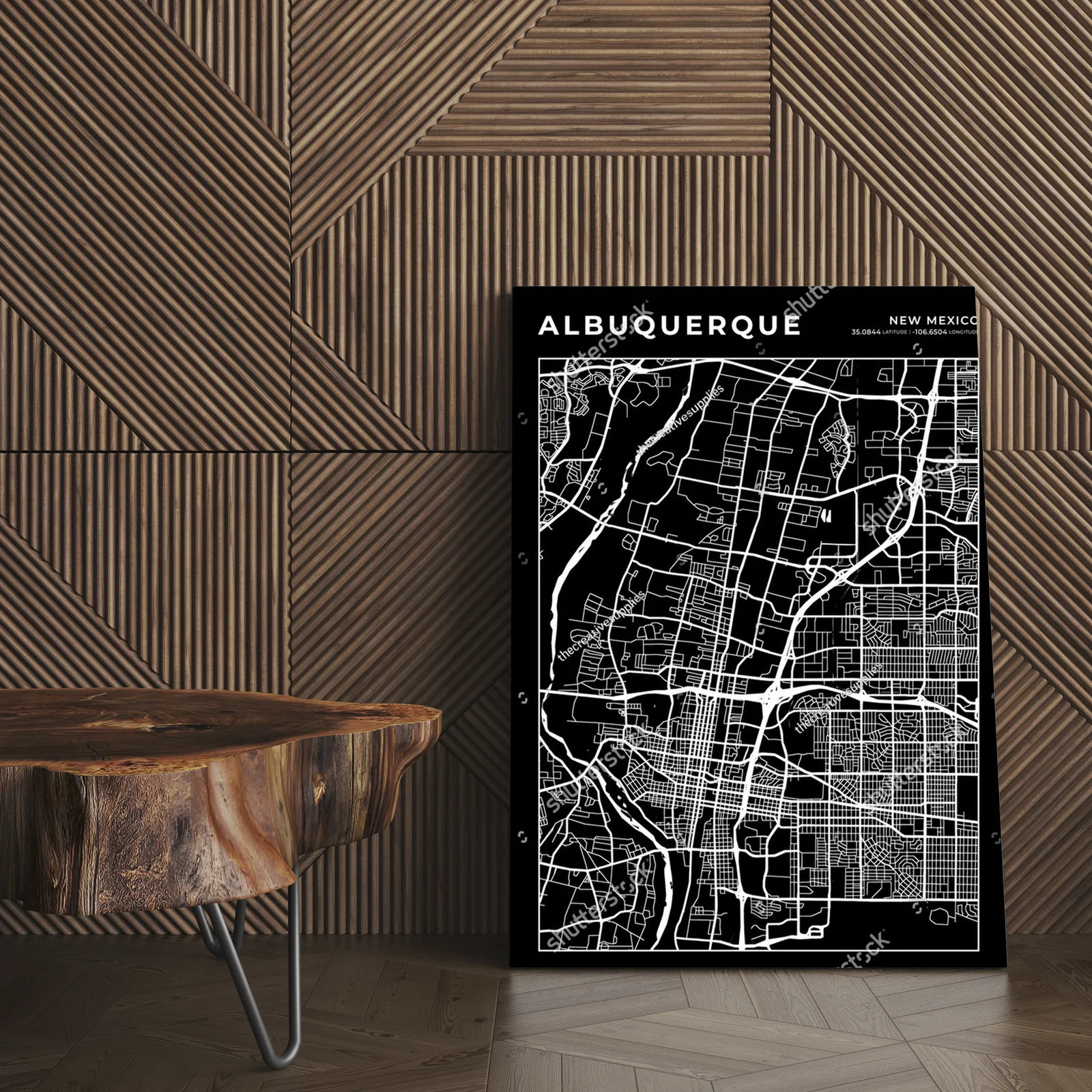 Miejska mapa Albuquerque w eleganckiej czerni