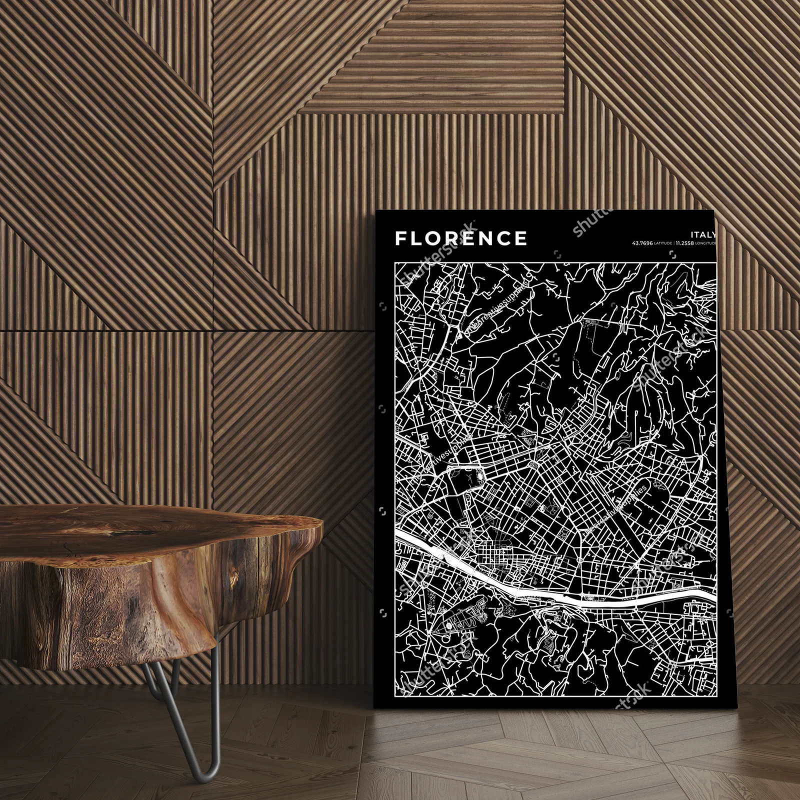 Elegancka mapa Florencji w monochromatycznych barwach
