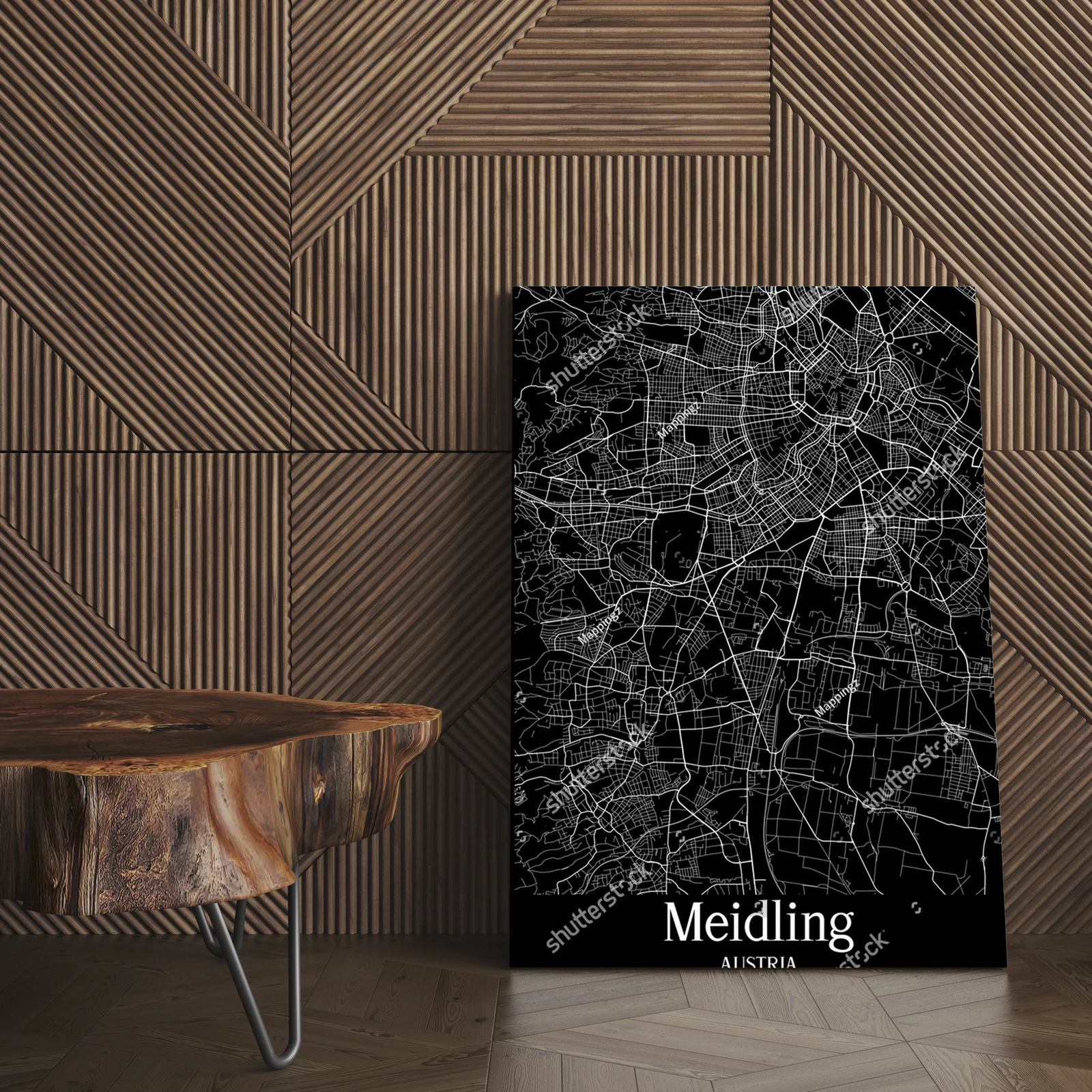 Elegancka mapa Meidlingu w monochromatycznych tonach