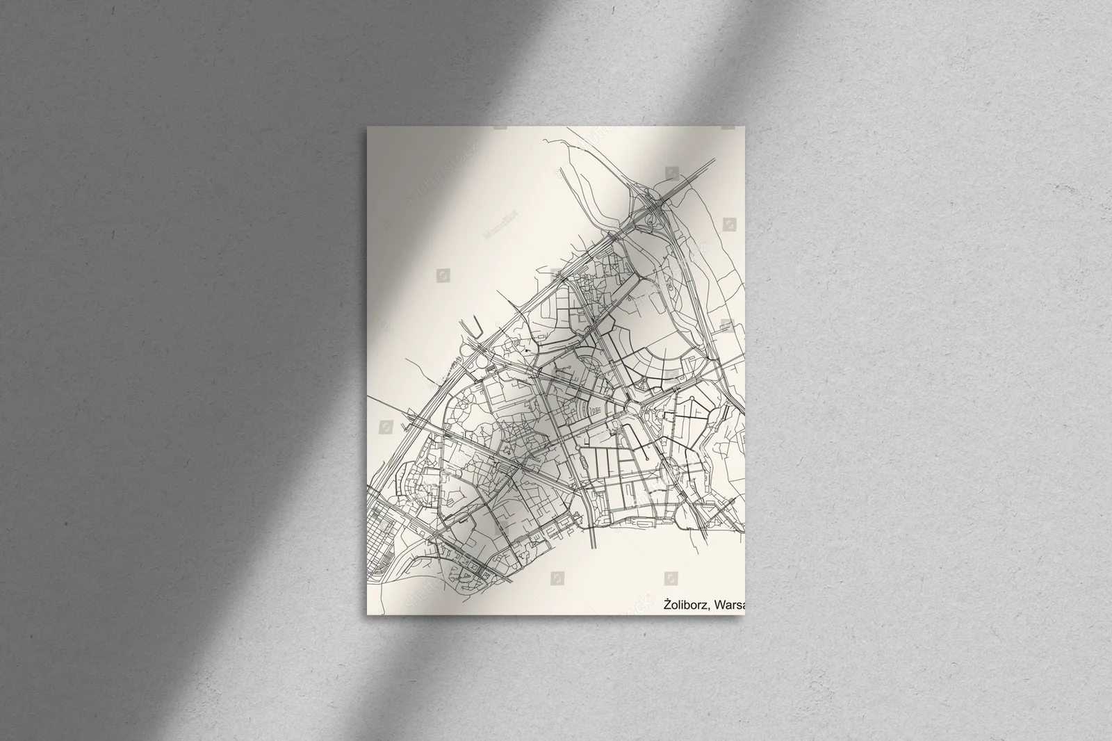 Zjawiskowa mapa Żoliborza w stonowanych barwach