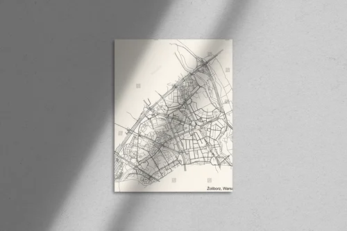 Zjawiskowa mapa Żoliborza w stonowanych barwach