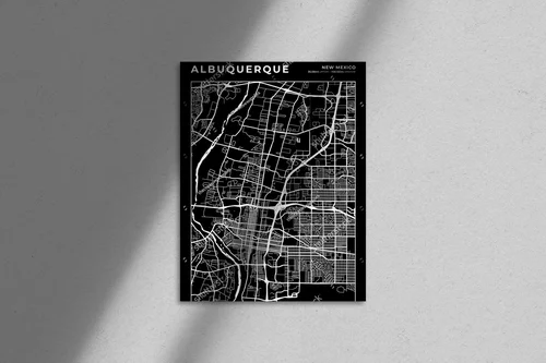 Miejska mapa Albuquerque w eleganckiej czerni