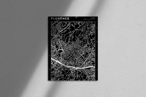 Elegancka mapa Florencji w monochromatycznych barwach