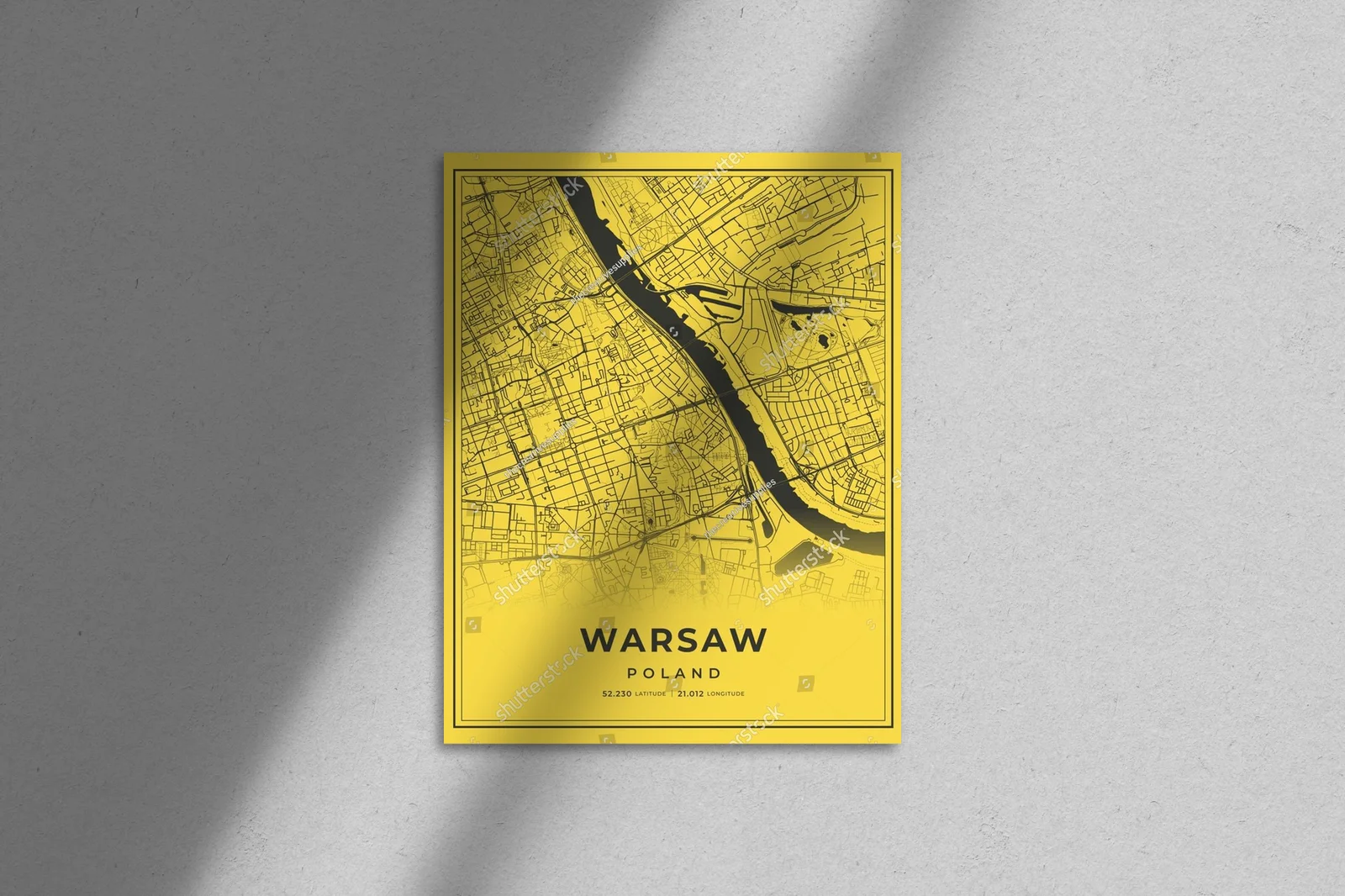 Warszawska mapa w czerni i złocie - nowoczesny styl
