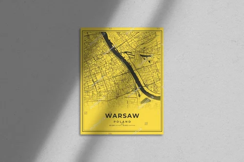 Warszawska mapa w czerni i złocie - nowoczesny styl