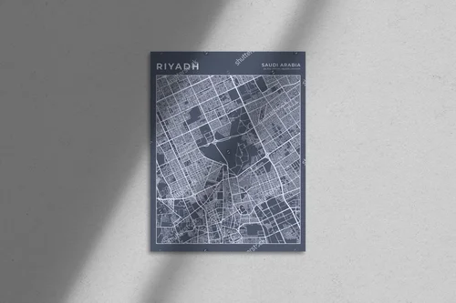 Elegancka mapa Rijadu w odcieniach szarości