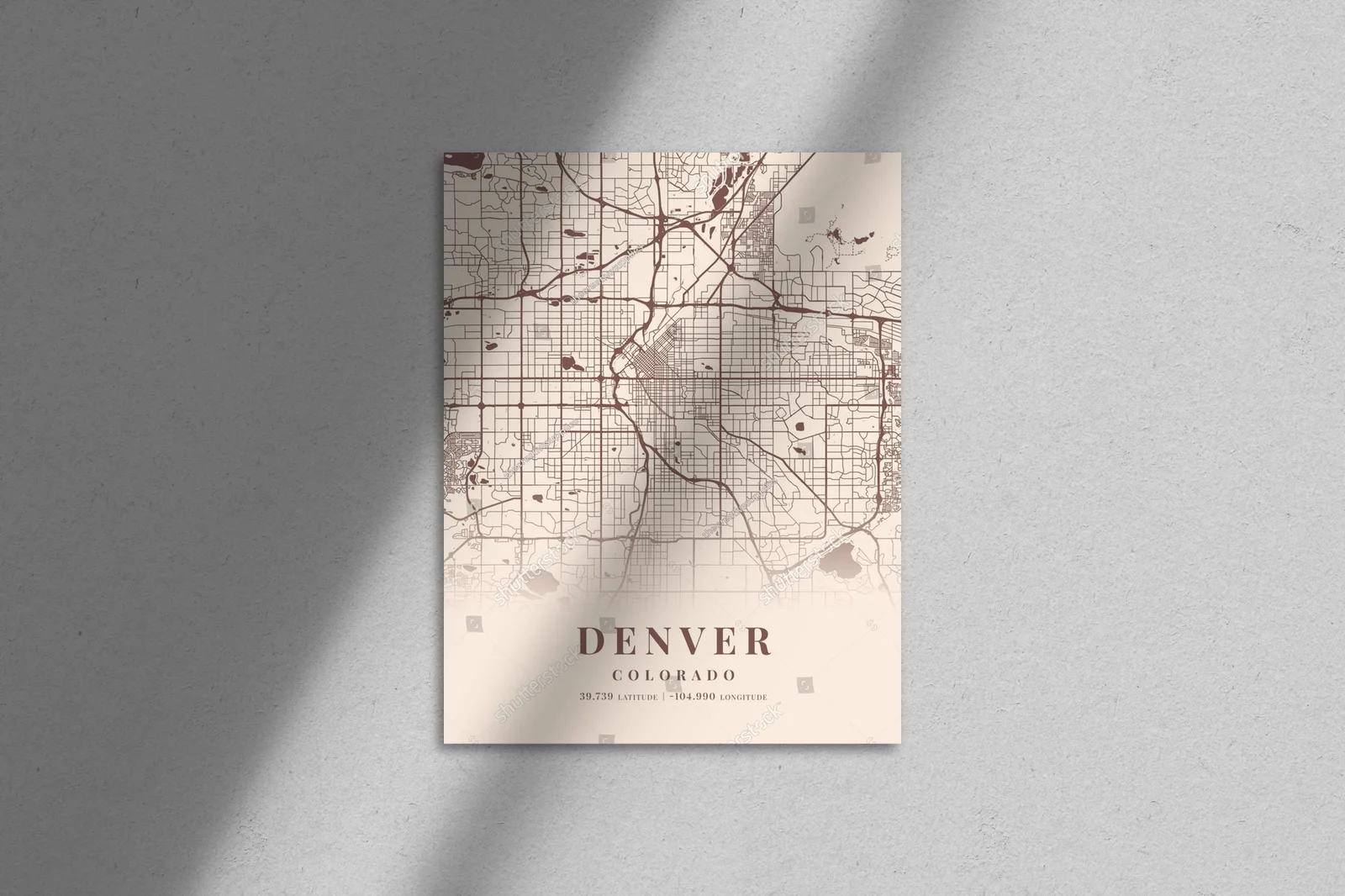 Urokliwa mapa Denver w pastelowej palecie kolorów