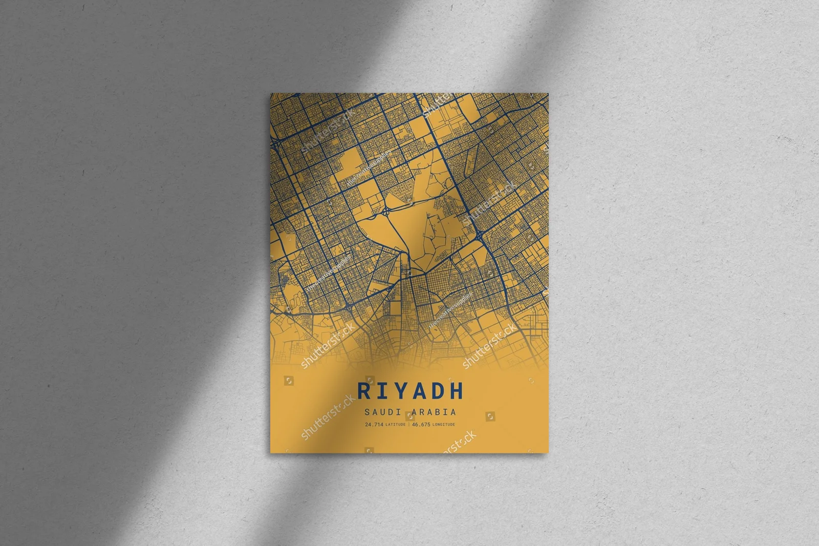 Oszałamiająca mapa Riyadh w pomarańczowych tonach