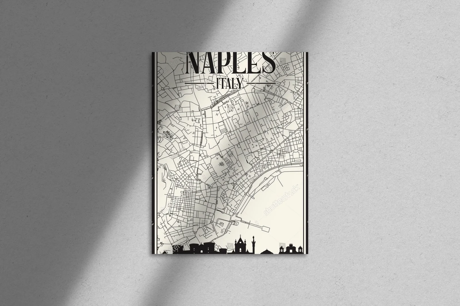 Urokliwa mapa ulic Neapolu w retro stylu