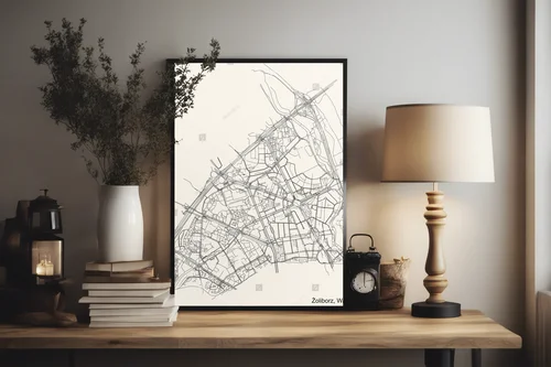 Zjawiskowa mapa Żoliborza w stonowanych barwach