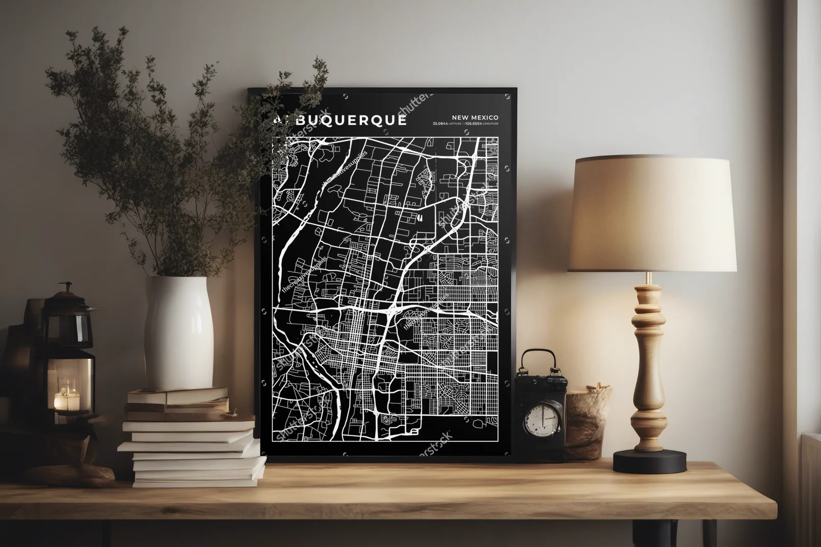 Miejska mapa Albuquerque w eleganckiej czerni