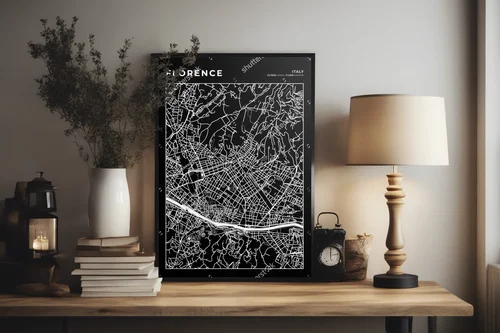 Elegancka mapa Florencji w monochromatycznych barwach