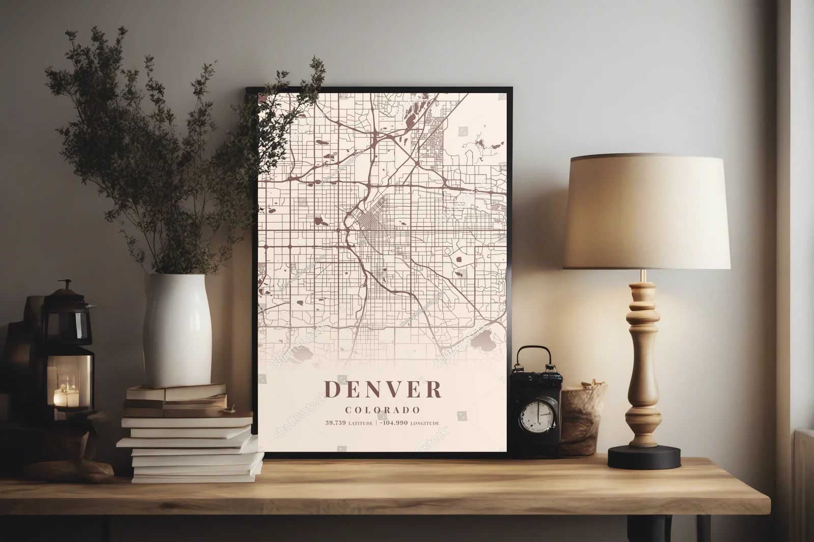 Urokliwa mapa Denver w pastelowej palecie kolorów