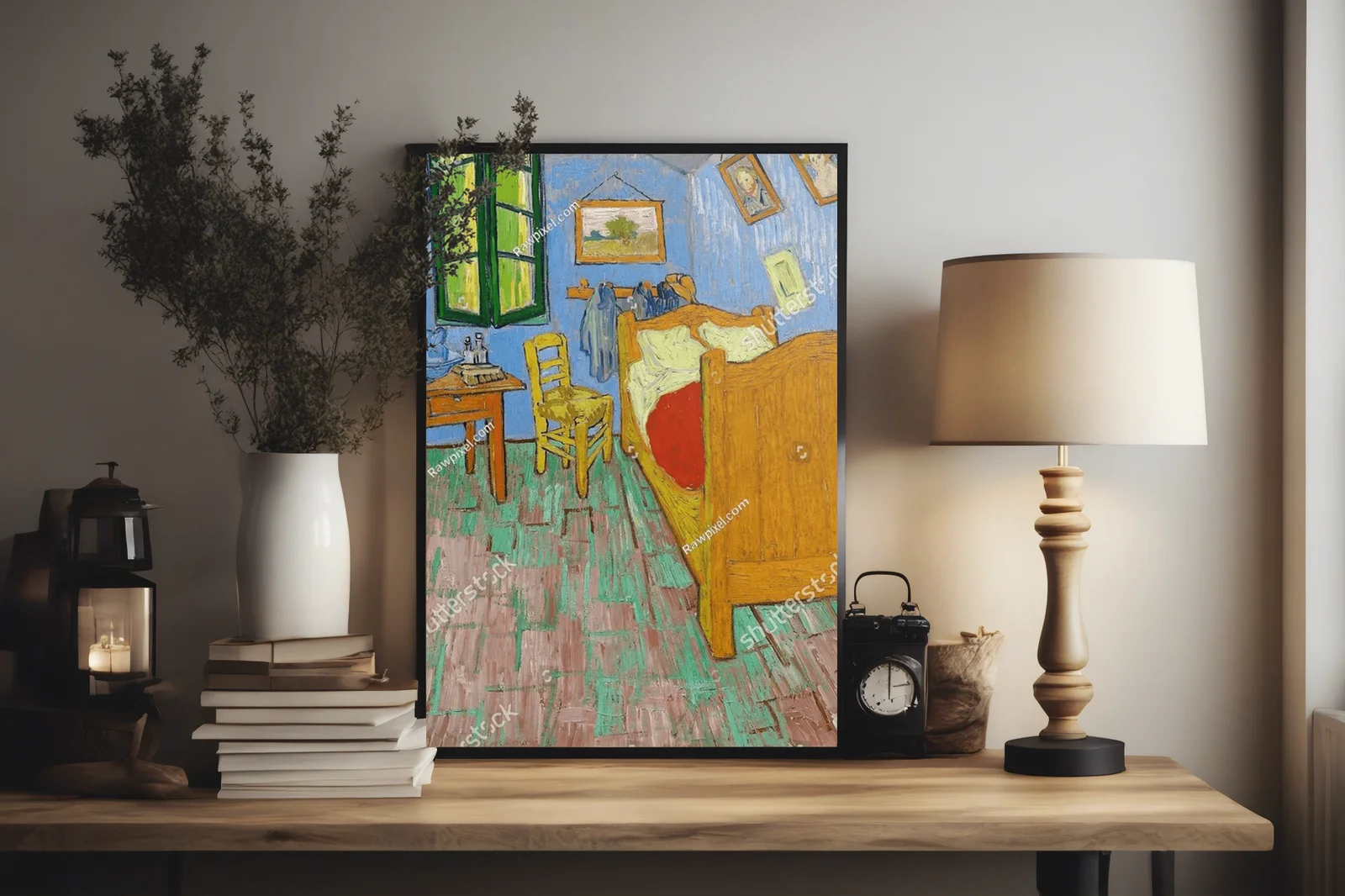 Urok vintage w sypialni według Van Gogha