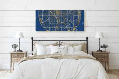 Niezwykła mapa Denver w odcieniach błękitu i żółci