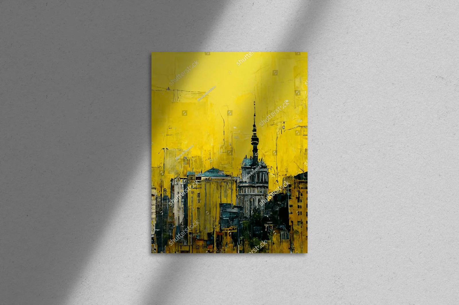 Abstrakcyjna panorama miasta w tonalnej harmonii