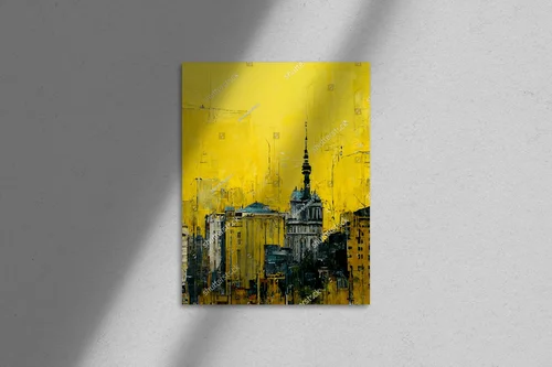 Abstrakcyjna panorama miasta w tonalnej harmonii
