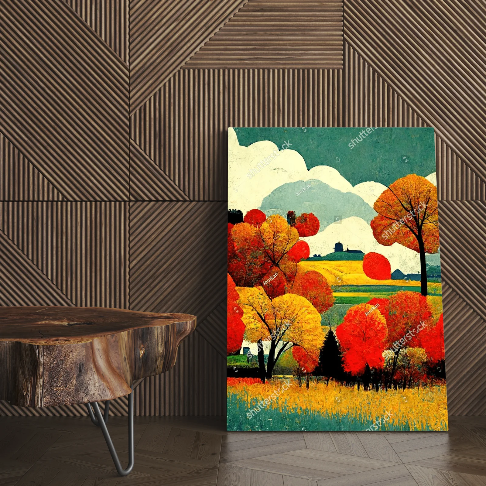 Jesienne czerwone liście w pop-artowym stylu