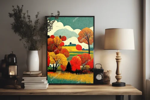 Jesienne czerwone liście w pop-artowym stylu