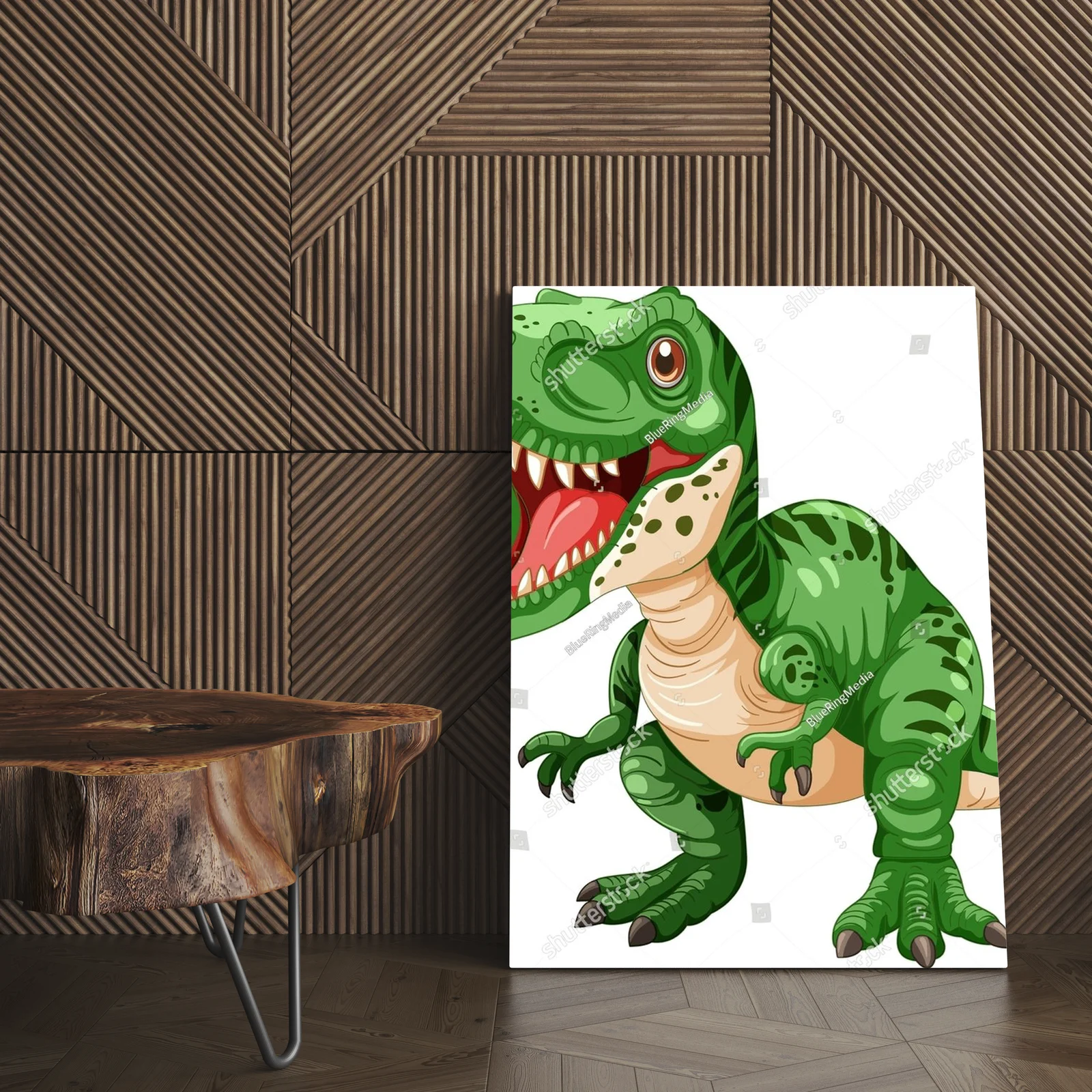 Zielony dinozaur w radosnej przygodzie