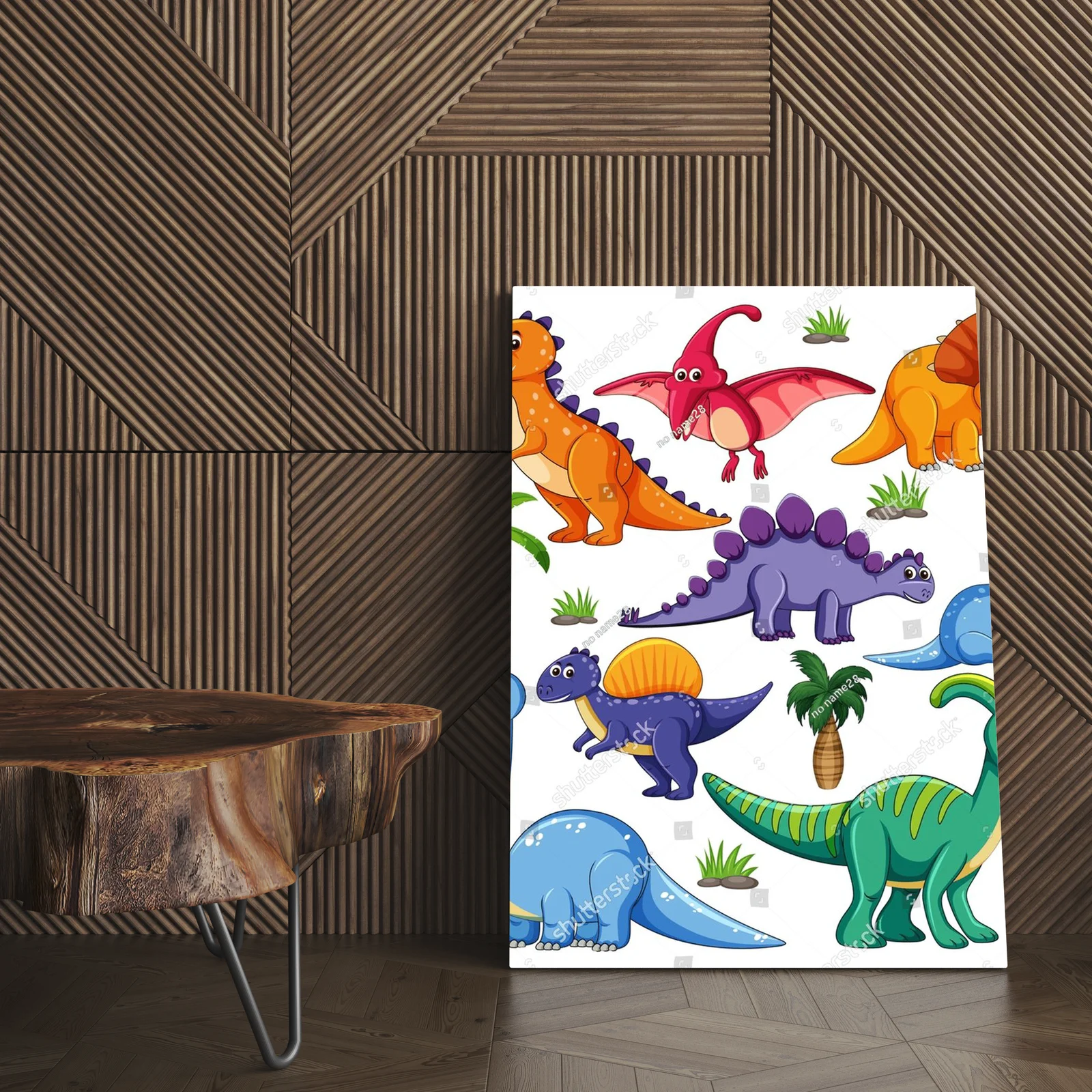 Komiksowe dinozaury na tle czystej bieli