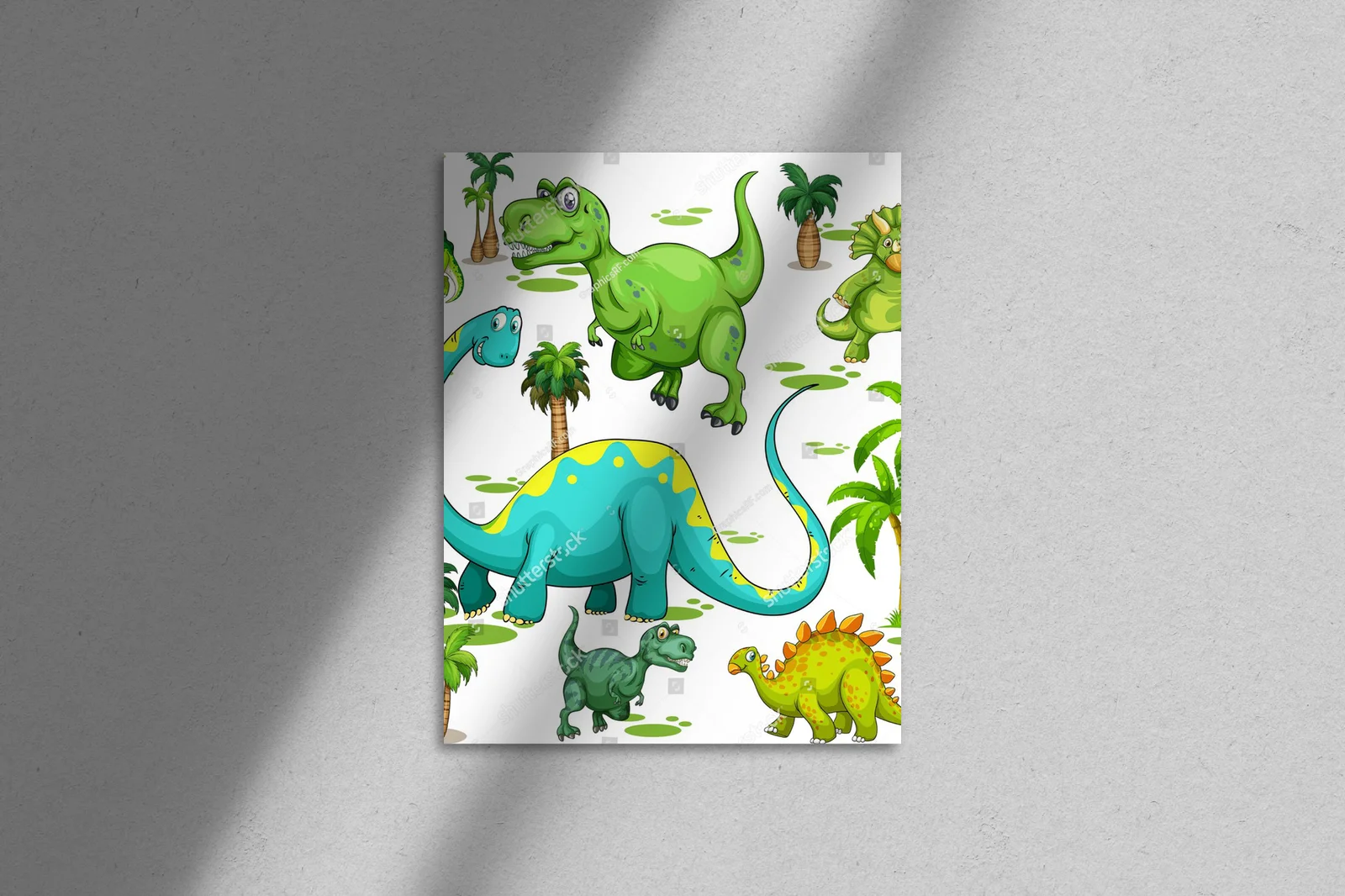 Urocze dinozaury w pełnej kolorów aranżacji