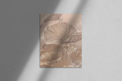 Pastelowy mural z liśćmi w harmonijnym otoczeniu
